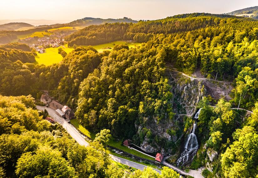 Trusetaler Wasserfall aus der Vogelperspektive